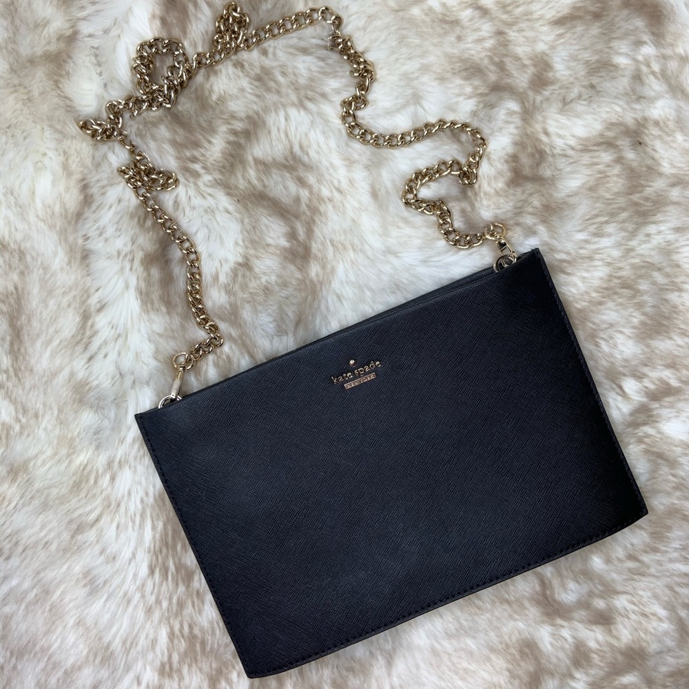 Kate Spade Black Leather Cross-Body Slim Purse